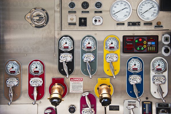 Fire engine gauges.