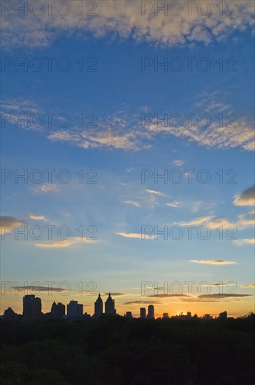 USA, New York City, Upper West Side at sunset.