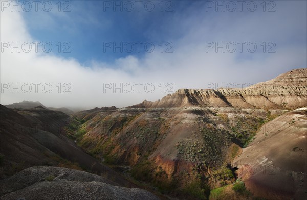 USA, South Dakota, Mountains in Badlands National Park.