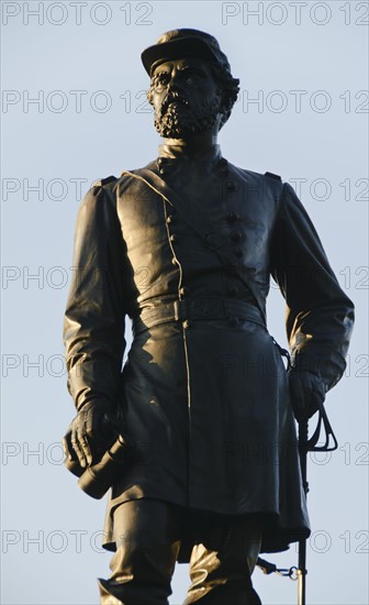 USA, Pennsylvania, Gettysburg, National cemetery, statue of soldier. Photo : Chris Grill