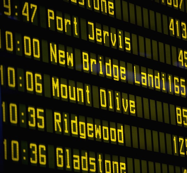 Close-up of arrival departure board. Photo : fotog