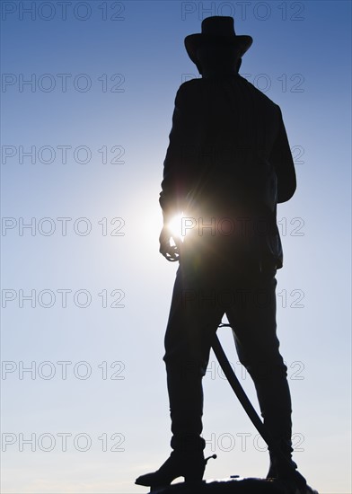 USA, Pennsylvania, Gettysburg, Chambersburg Pike, statue of soldier. Photo : Chris Grill