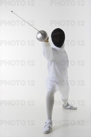 Studio shot of fencer.