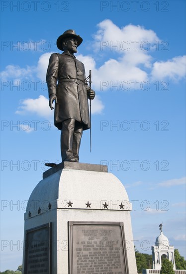 USA, Pennsylvania, Gettysburg, Cemetery Ridge, statue of soldier. Photo : Chris Grill