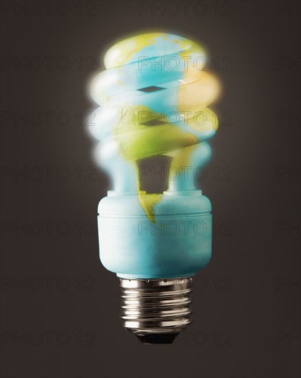 Earth lightbulb in studio. Photo : Mike Kemp