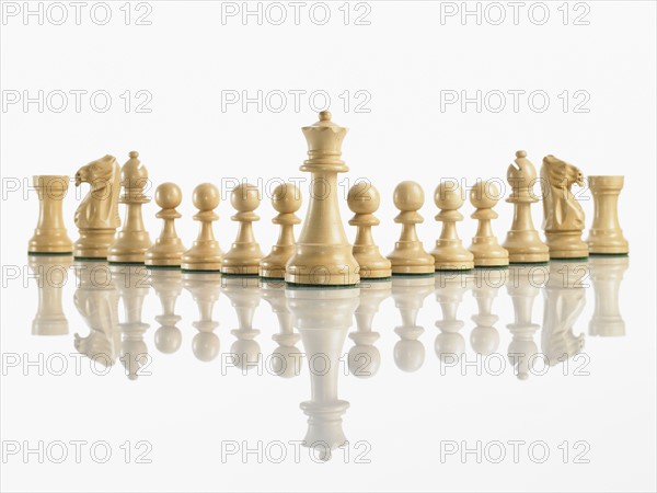 King with team of chess pieces. Photo : David Arky