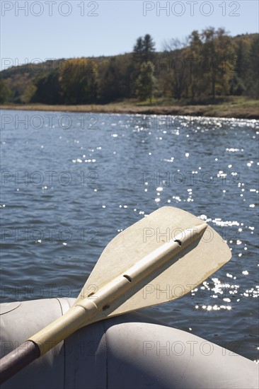 USA, Pennsylvania, Calicoon, Oar in kayak at lake. Photo : David Engelhardt
