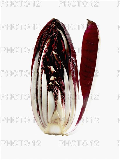 Studio shot of cross section of red cabbage. Photo : David Arky