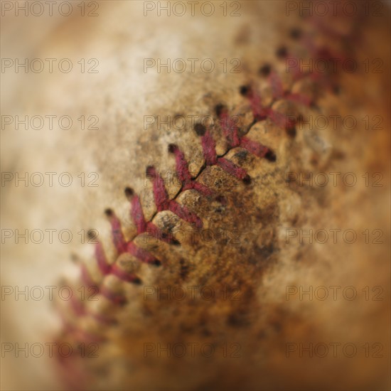 Seam on antique baseball.