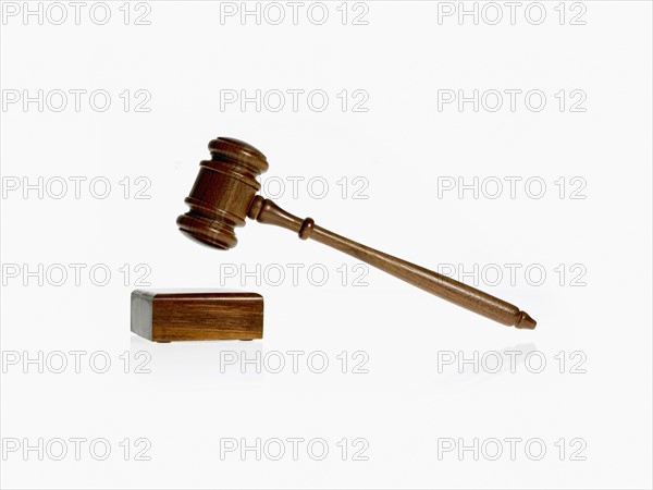 Studio shot of wooden court gavel. Photo : David Arky