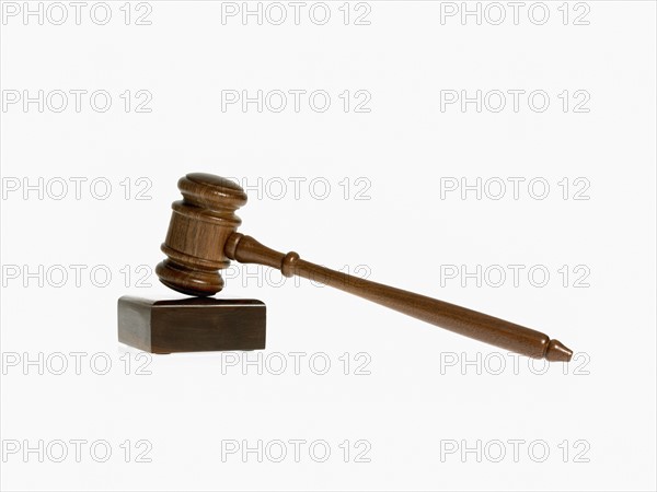 Studio shot of wooden court gavel. Photo : David Arky