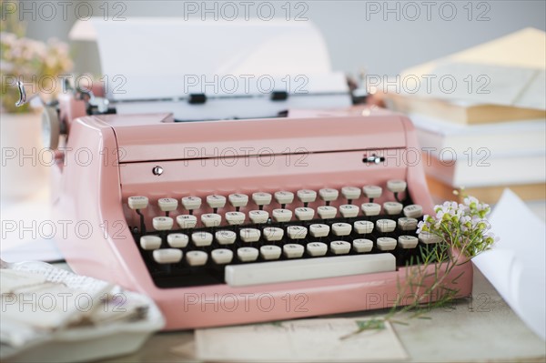 Letters by antique typewriter.