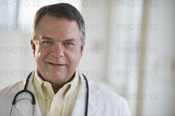 USA, New Jersey, Jersey City, Portrait of doctor with stethoscope.