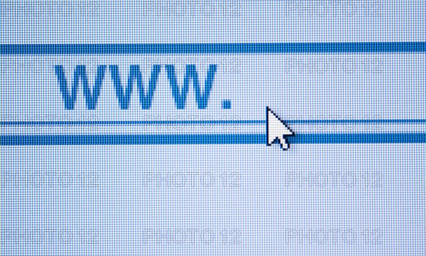 Curser by www icon on computer screen.