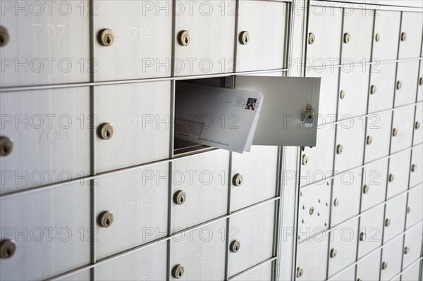 USA, New Jersey, Jersey City, Letters in mailbox.