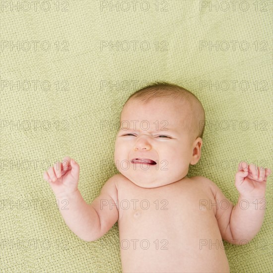 USA, New Jersey, Jersey City, Crying baby girl (2-5 months). Photo : Jamie Grill Photography