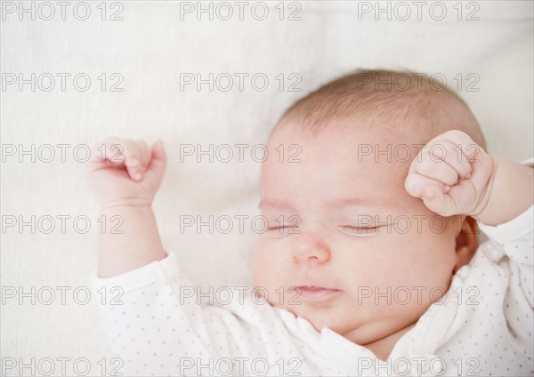 USA, New Jersey, Jersey City, Baby girl (2-5 months) portrait. Photo : Jamie Grill Photography