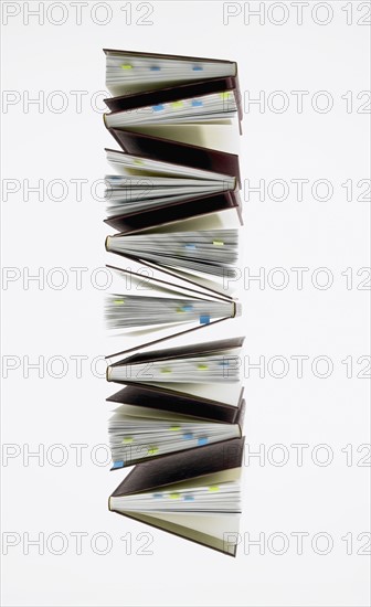 Studio shot of books in row. Photo : David Arky