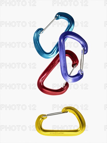 Studio shot of climbing carabineers. Photo : David Arky