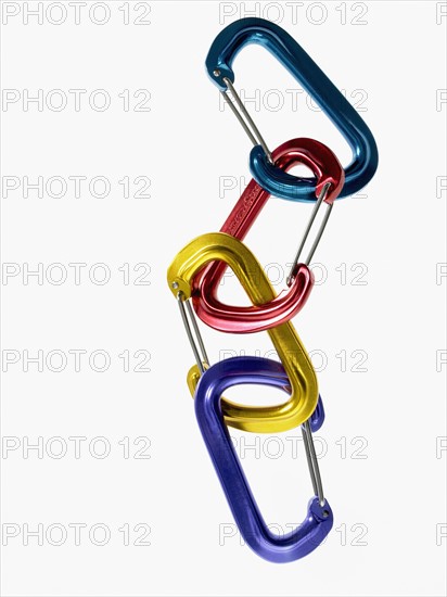 Studio shot of climbing carabineers. Photo : David Arky