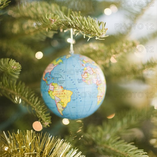 Globe bauble on Christmas tree. Photo : Jamie Grill Photography