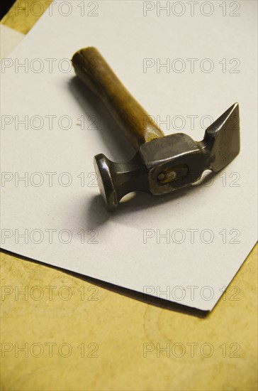 Close up of claw hammer.