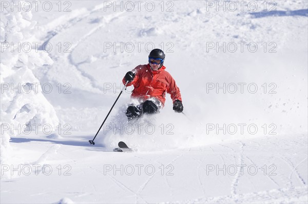 USA, Montana, Whitefish, skier on slope. Photo : Noah Clayton