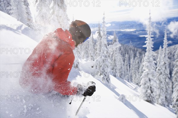 USA, Montana, Whitefish, skier on slope. Photo : Noah Clayton