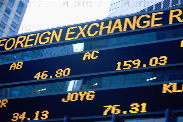 USA, New York State, New York City, Times Square, Stock Quotron, close-up. Photo : fotog