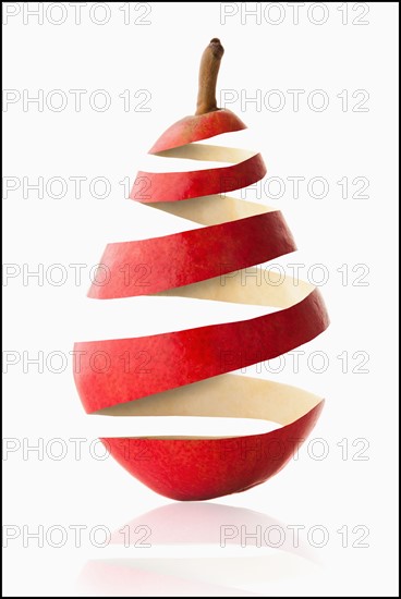 Pear peel in pear shape, studio shot. Photo : Mike Kemp