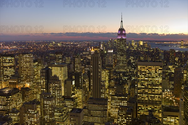 USA,, New York, New York City, cityscape at dusk.