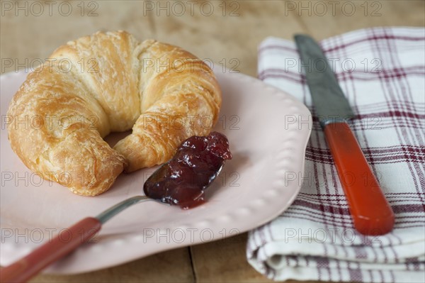 French breakfast with croissant.