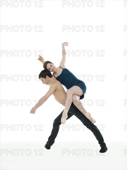 Two young ballet dancers, studio shot. Photo : Dan Bannister