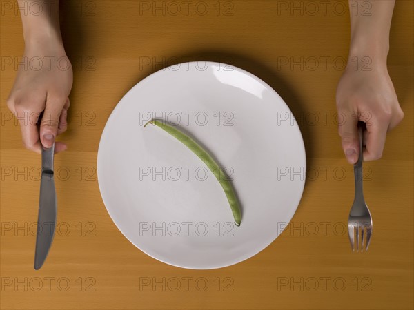 Single bean on white plate. Photo : Dan Bannister