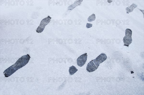 Footprints in snow.