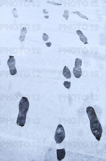 Footprints in snow.