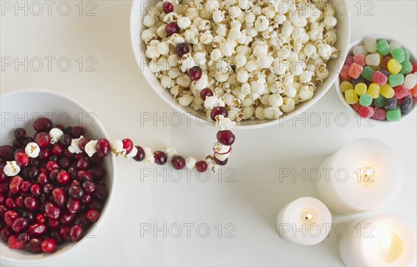 Christmas sweet food and candles.