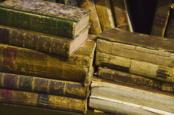 Stack of antique books.