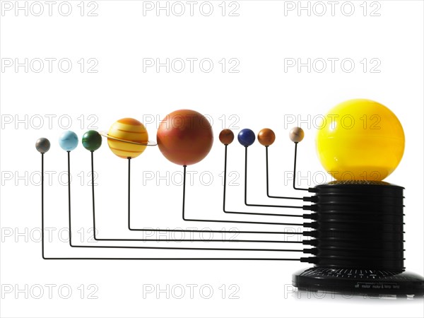 Solar system model on white background. Photo: David Arky