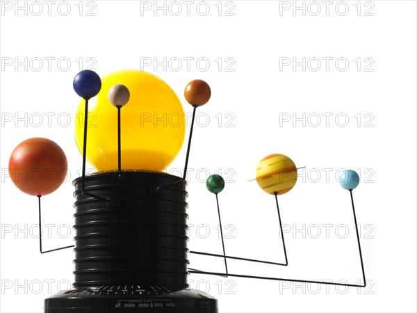 Solar system model on white background. Photo: David Arky