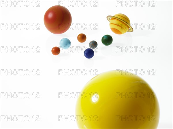 Solar system planets on white background. Photo : David Arky