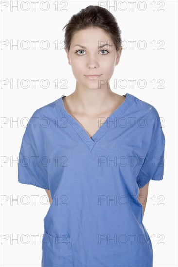 Studio portrait of teenage medical student (14-15). Photo : Justin Paget