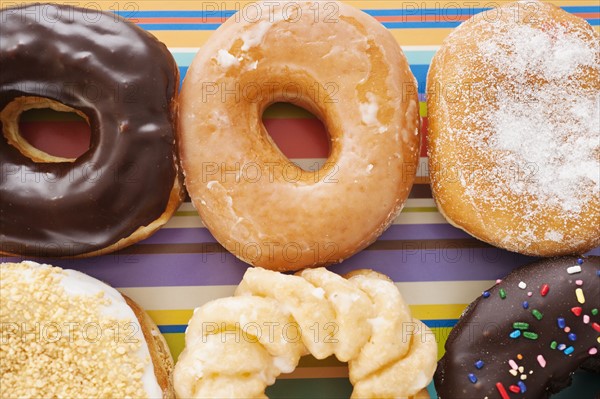 Studio shot of various donuts.