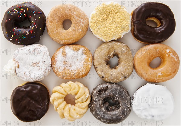 Studio shot of various donuts.