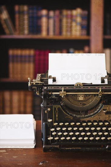 Antique typewriter in library.