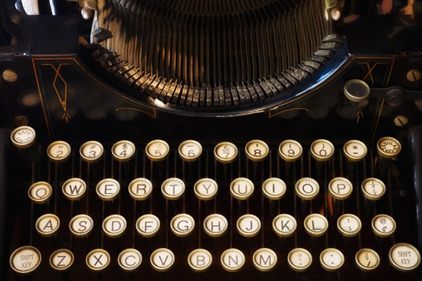 Close-up of antique typewriter.