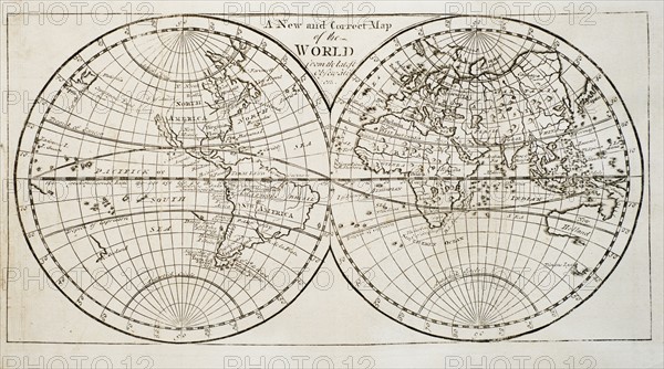 Studio shot of antique world map.