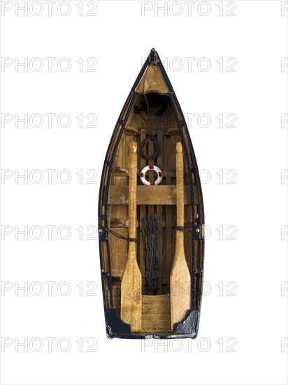 Studio shot of wooden boat. Photo: David Arky