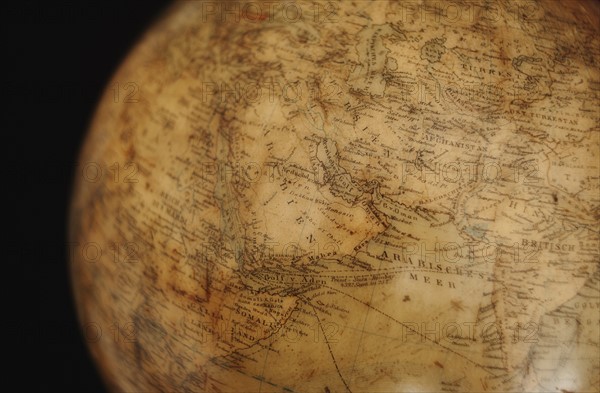 Close up of antique globe.