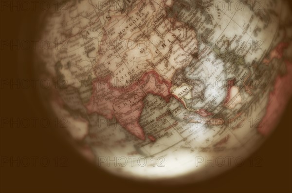 Close up of antique globe.